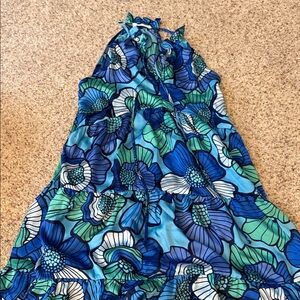 BUCKETLIST Blue and Green Patterned Dress